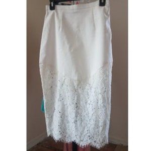 DO+BE Off White Stretch/Lace Pencil Skirt (New)
